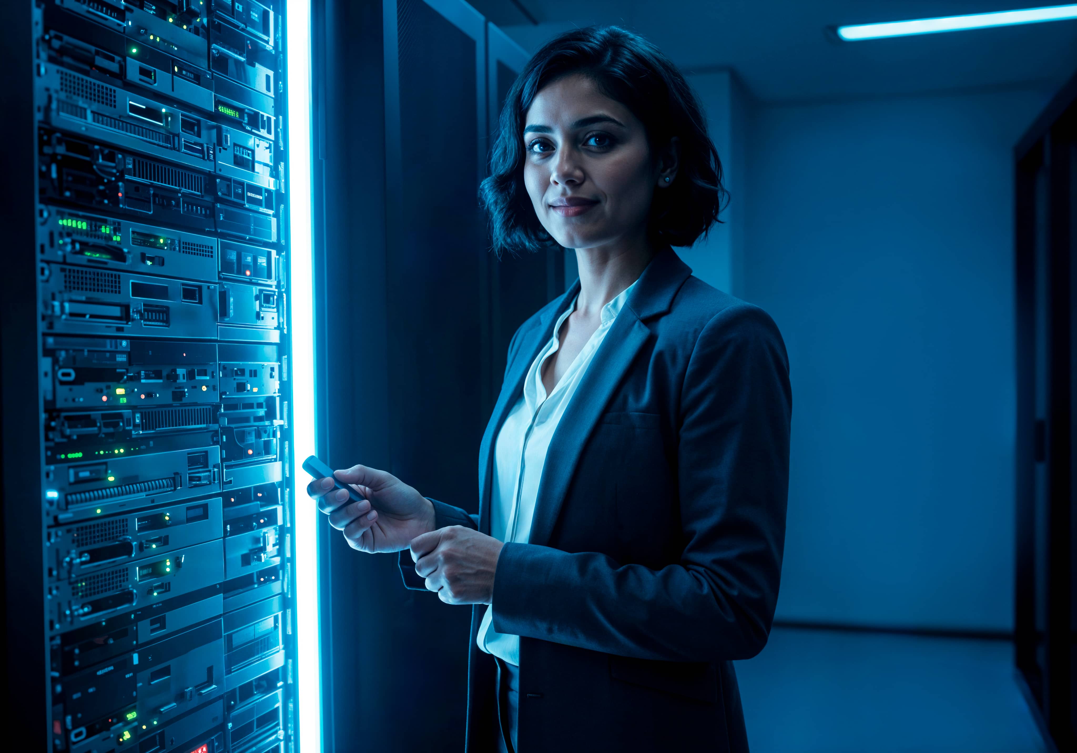 Woman in Server Room
